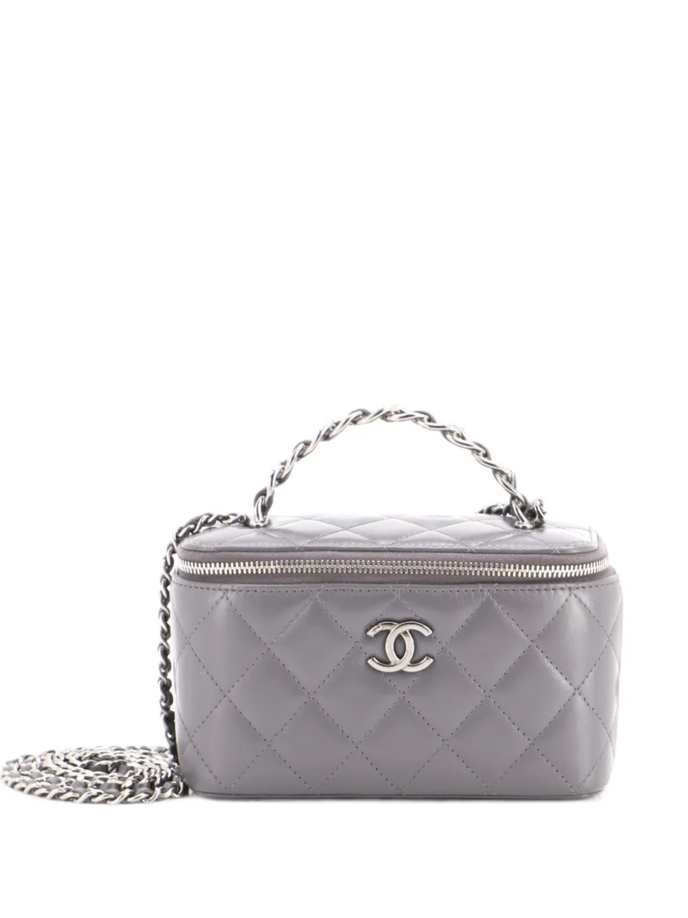 CHANEL Pre-Owned Top Handle Vanity Case with Chain Quilted Lambskin with Crystals Small crossbody bag - Grigio