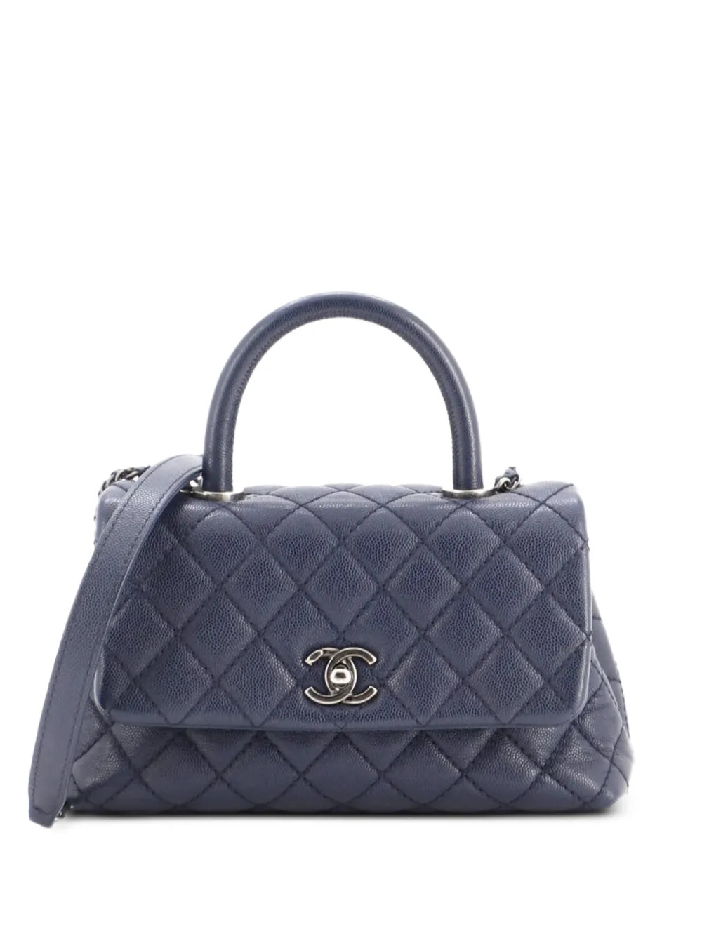 CHANEL Pre-Owned Coco Top Handle Bag Quilted Caviar Mini satchel - Blu