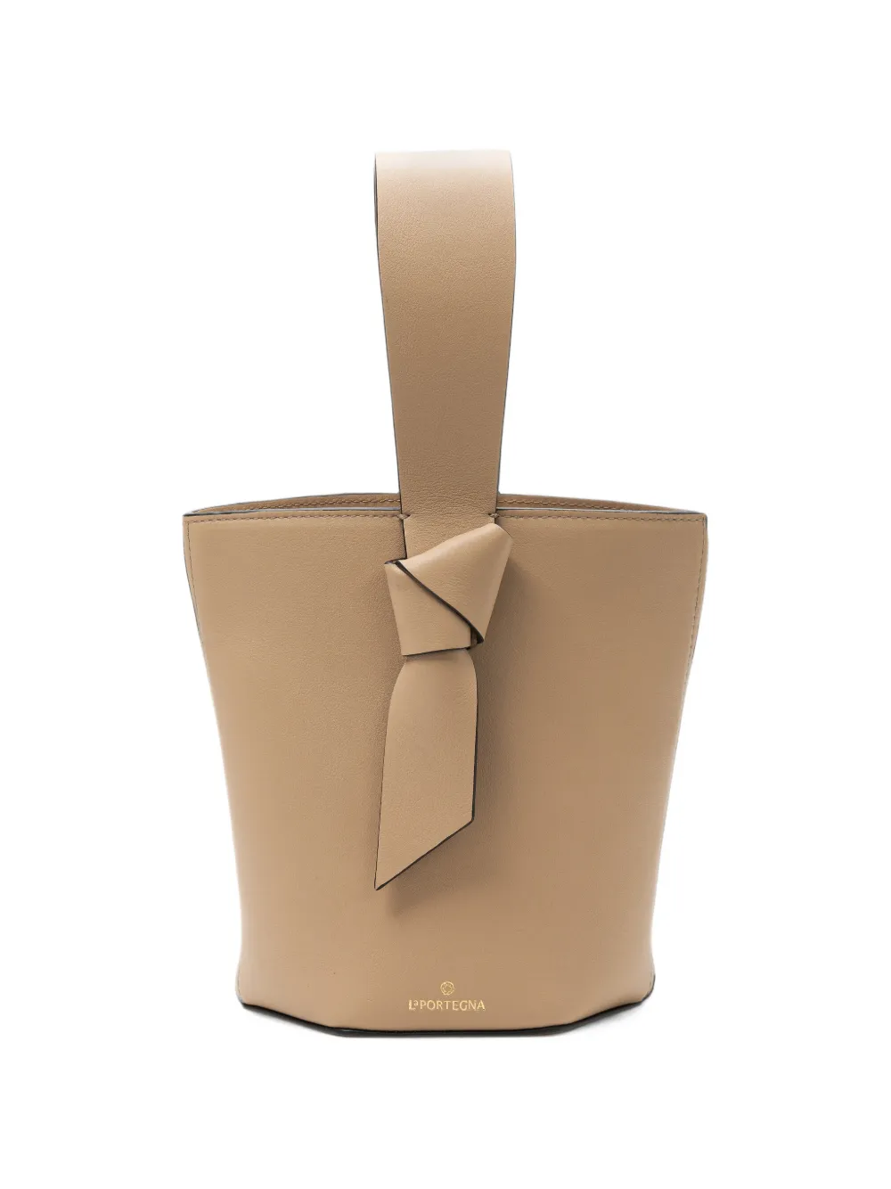 La Portegna Julieta knot-detail leather bucket mini bag