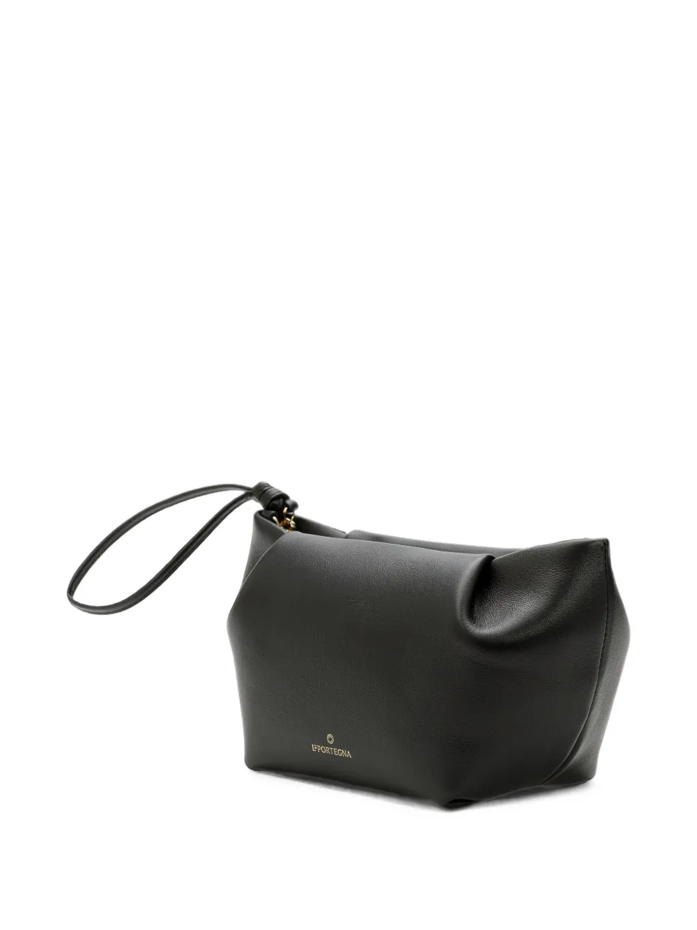 La Portegna Martita leren clutch Zwart
