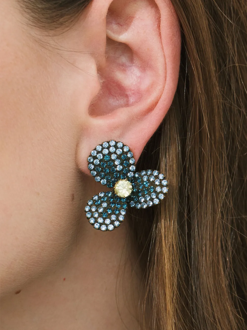 Jennifer Behr Isabelle Floral-motif Earrings In Blue