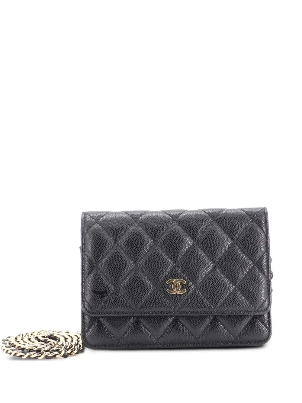 CHANEL Pre-Owned Borsa a tracolla mini in pelle Caviar trapuntata con catena - Nero