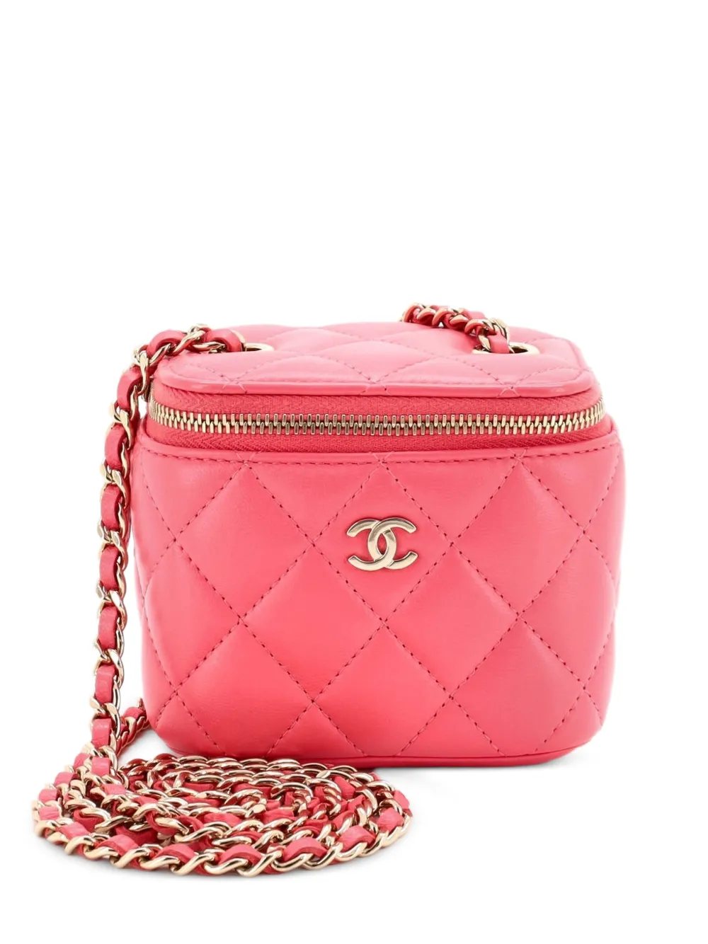 CHANEL Pre-Owned Classic Vanity Case with Chain Quilted Lambskin Mini crossbody bag - Rosa