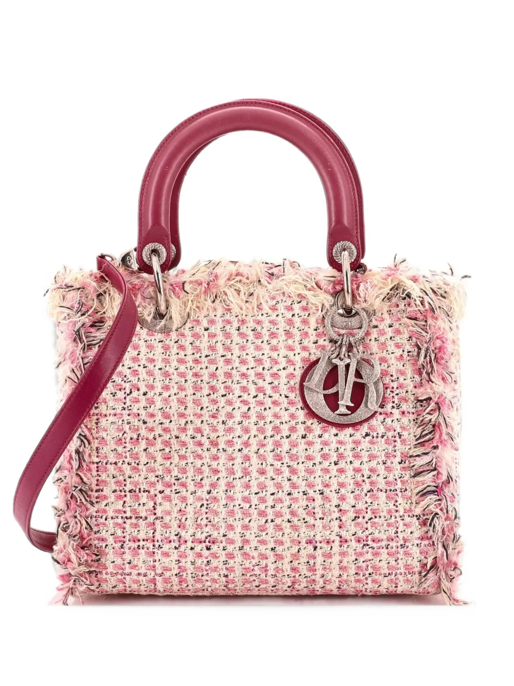 Christian Dior Pre-Owned Mittelgroße Lady Dior Satchel-Tasche aus Tweed - Rosa
