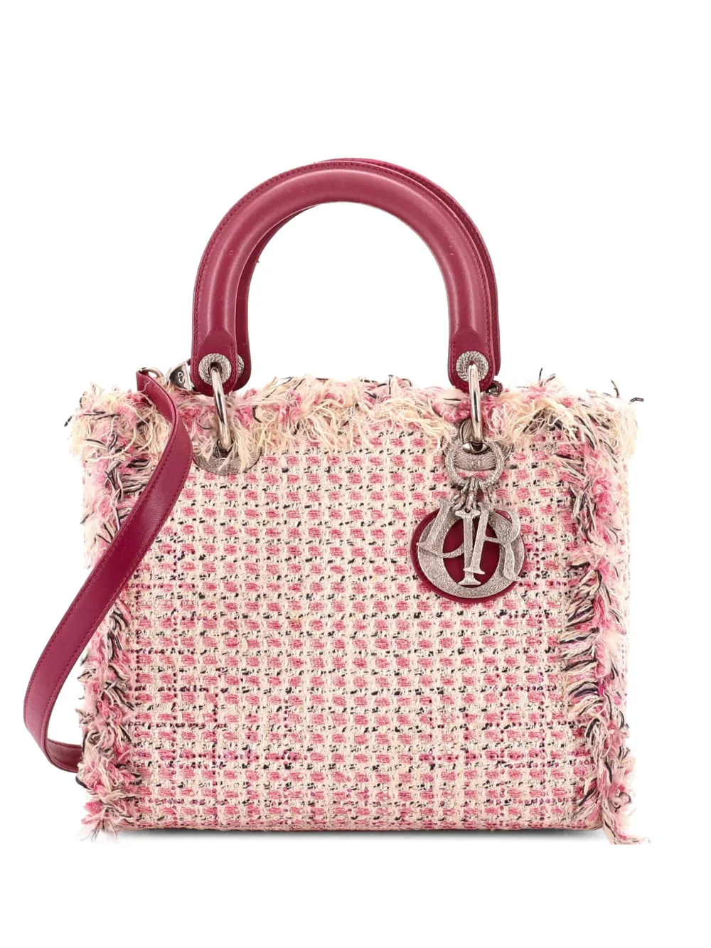 Christian Dior Pre-Owned Mittelgroße Lady Dior Satchel-Tasche aus Tweed - Rosa