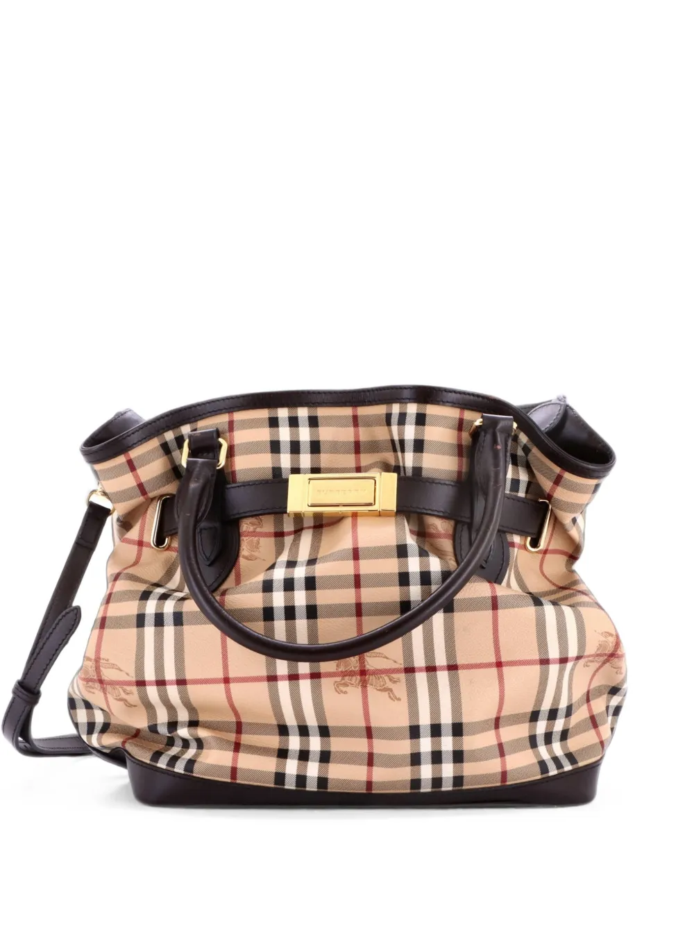 Burberry Pre-Owned Golderton Haymarket Coated Canvas Medium tote bag - Braun