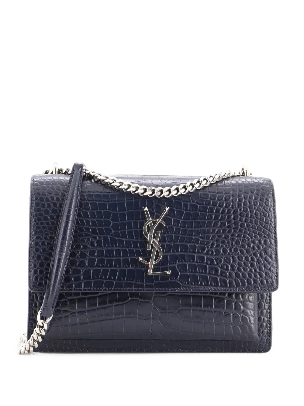 Saint Laurent Pre-Owned Sunset Crocodile Embossed Leather Medium crossbody bag - Blau
