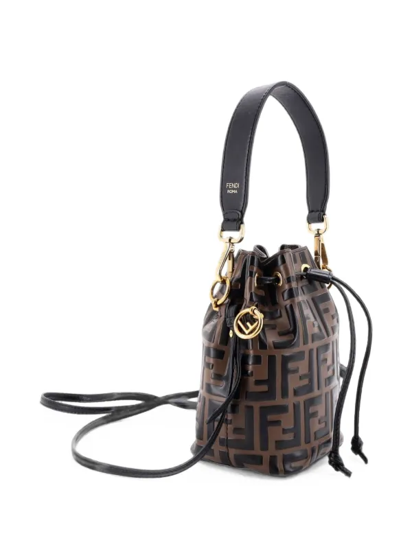 Fendi Pre-Owned モン トレゾール ズッカ エンボス レザー ミニ 