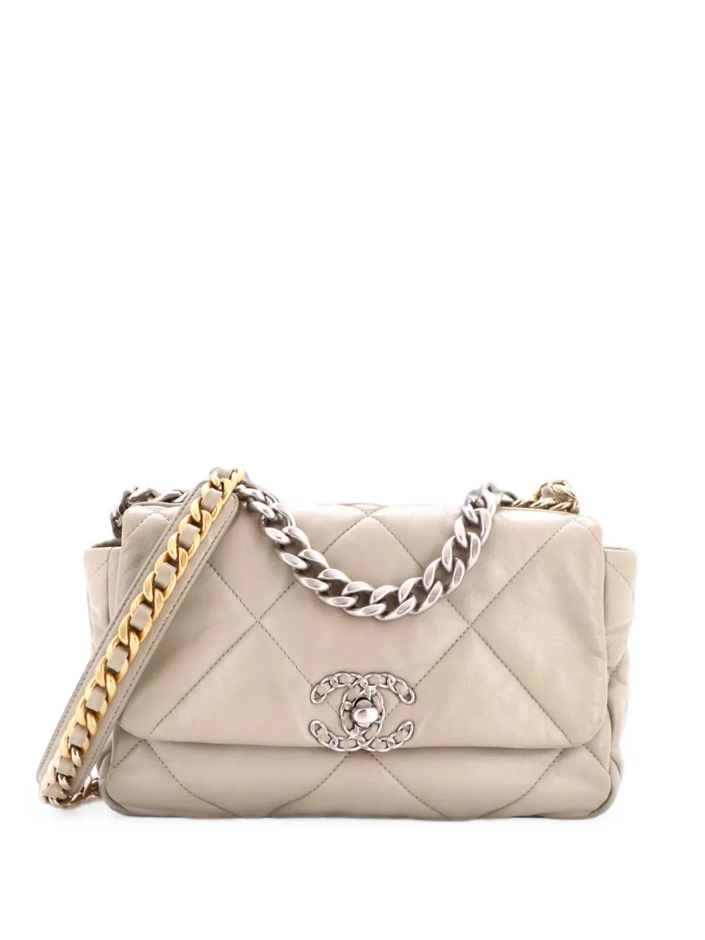 CHANEL Pre-Owned 19 Flap Bag Quilted Leather Medium crossbody bag - Grau