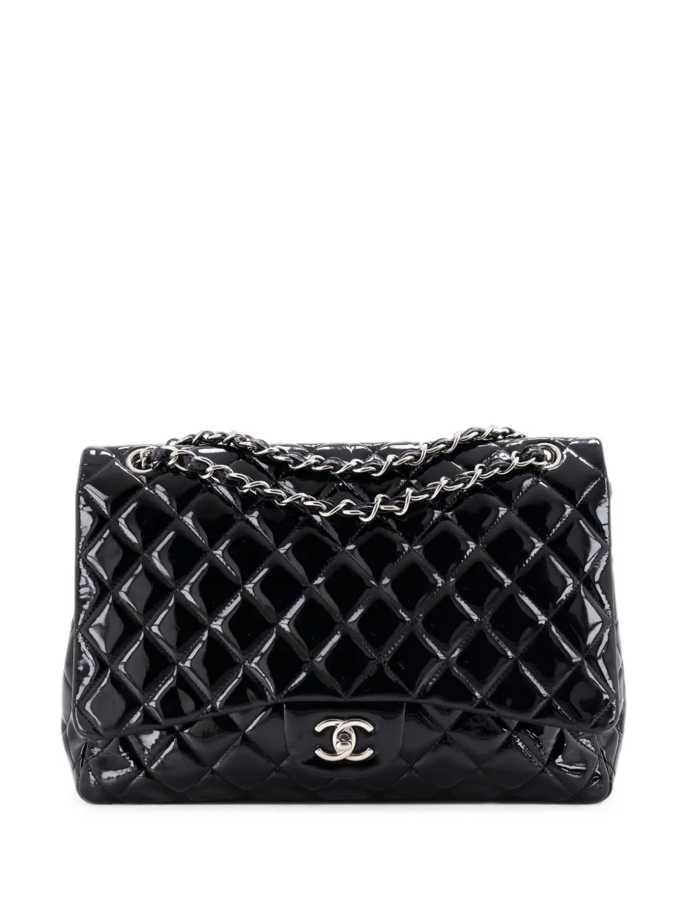 CHANEL Pre-Owned Classic Single Flap Bag Quilted Patent Maxi shoulder bag - Nero