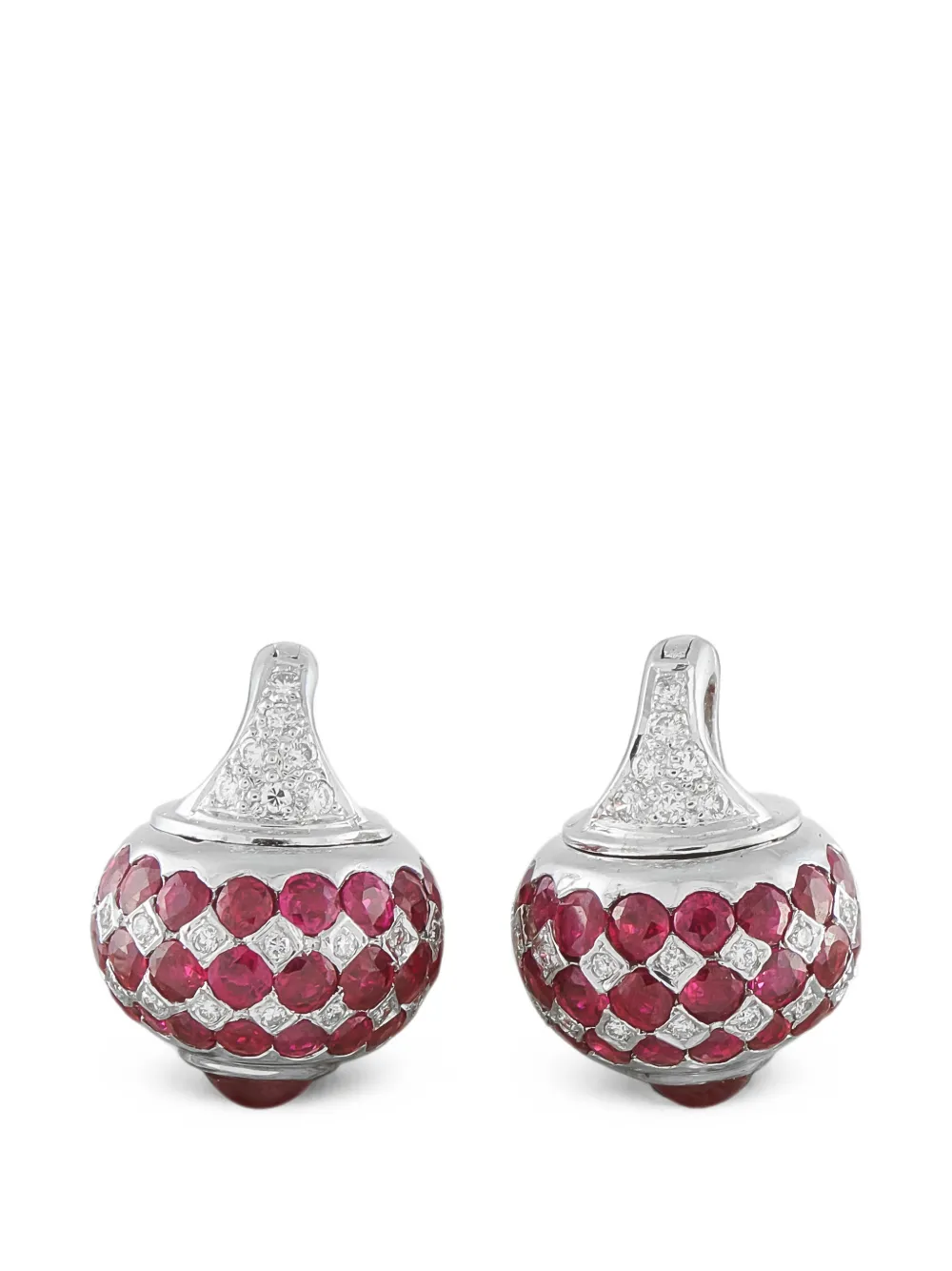 LB Exclusive boucles d'oreilles pendantes serties de diamants et de rubis - Argent