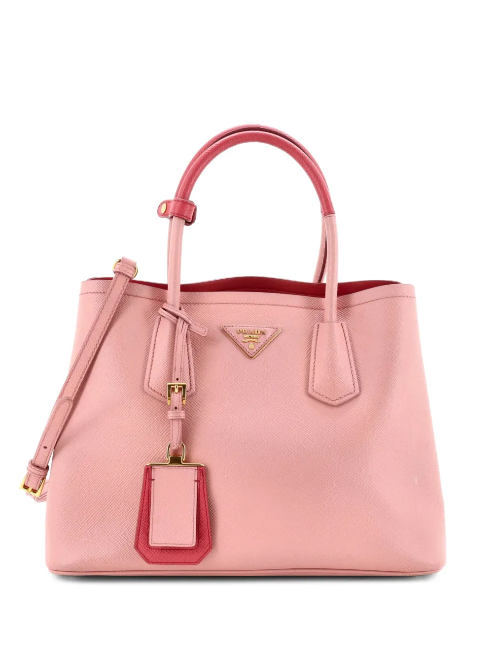 Prada Pre-Owned Borsa tote Cuir Double piccola in pelle Saffiano - Rosa