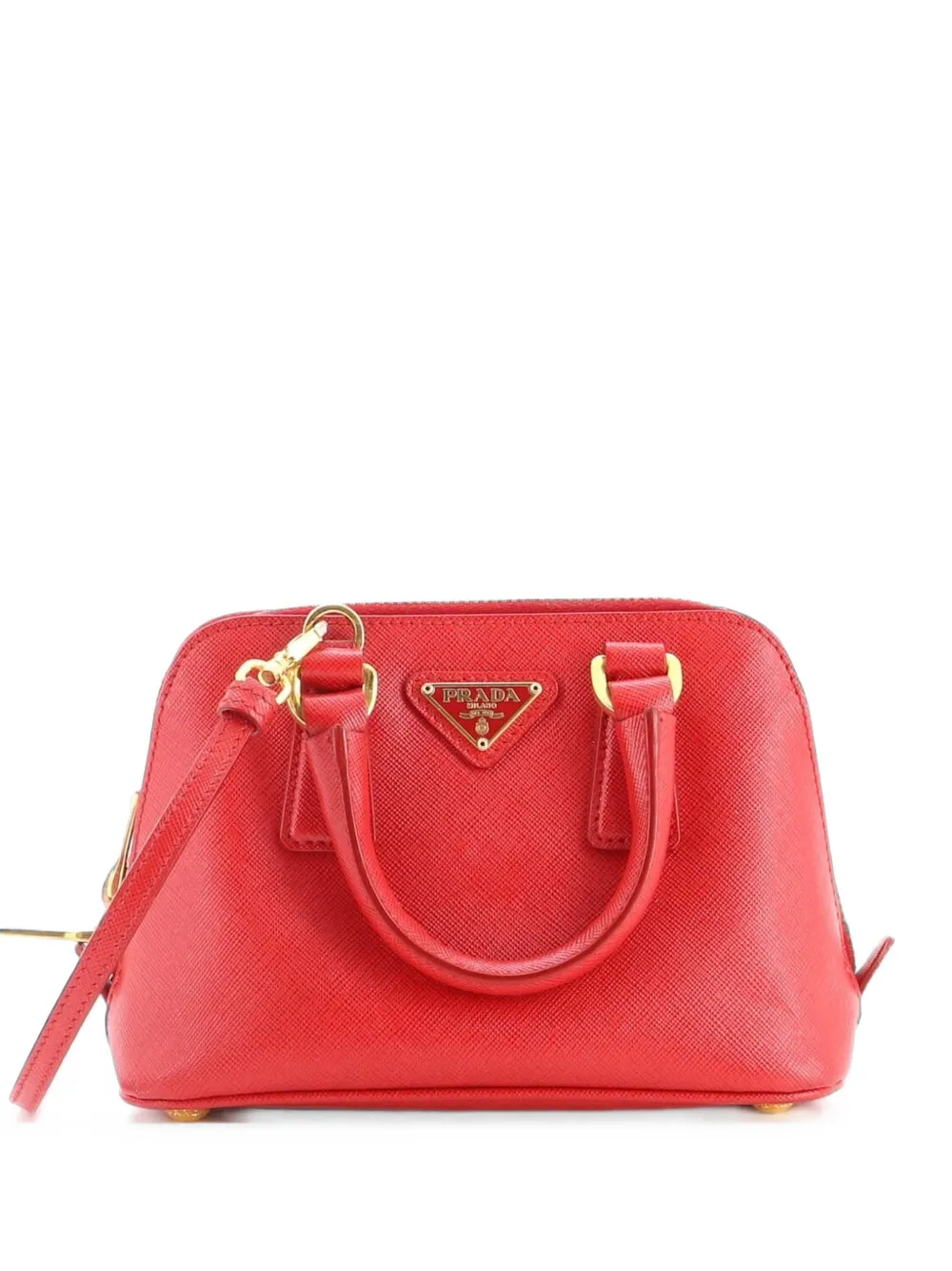 Prada Pre-Owned Borsa a tracolla Promenade Bag mini in pelle Saffiano con zip - Rosso