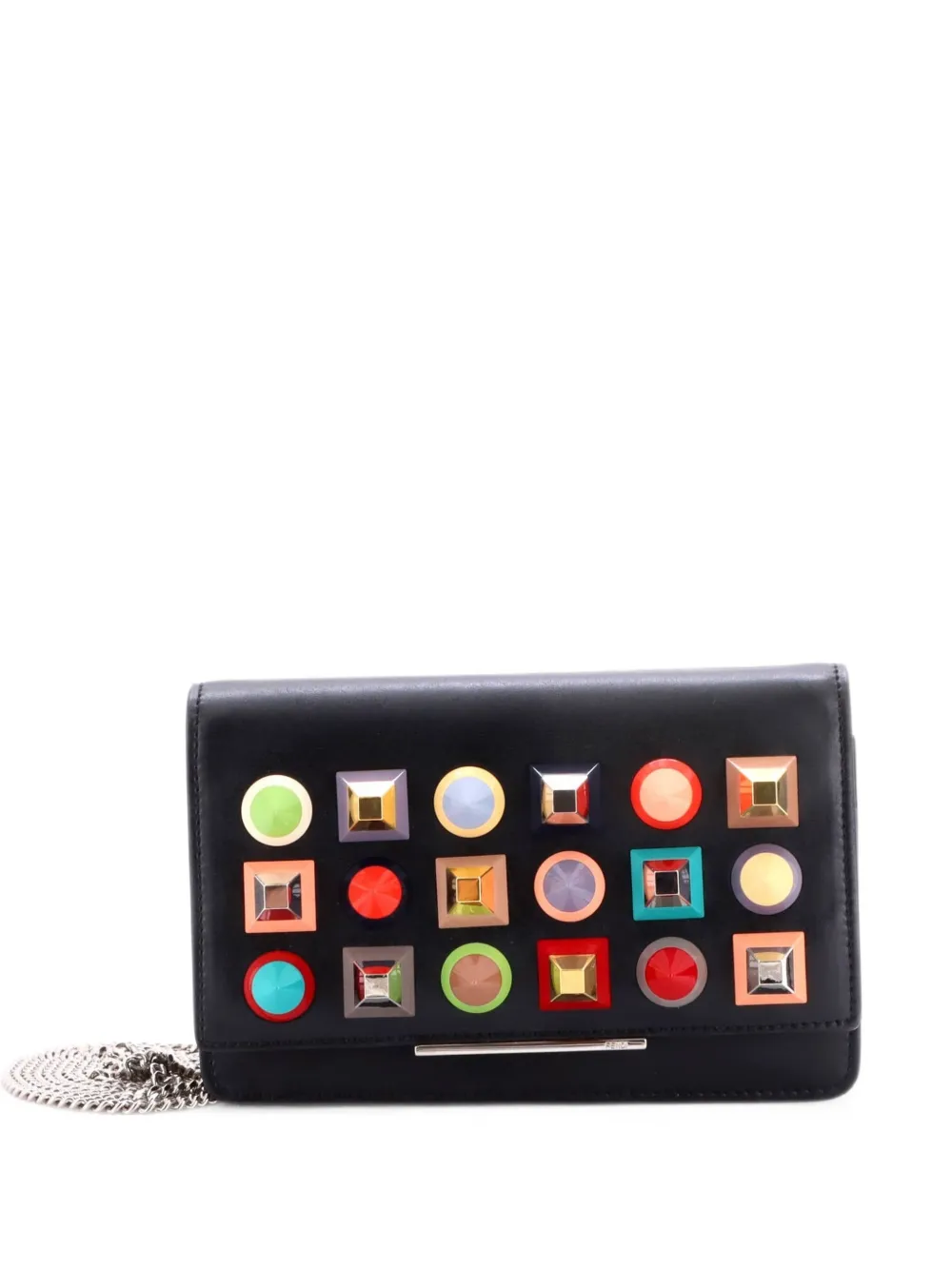 Fendi Pre-Owned Tube Wallet On Chain Studded Leather crossbody bag - Nero