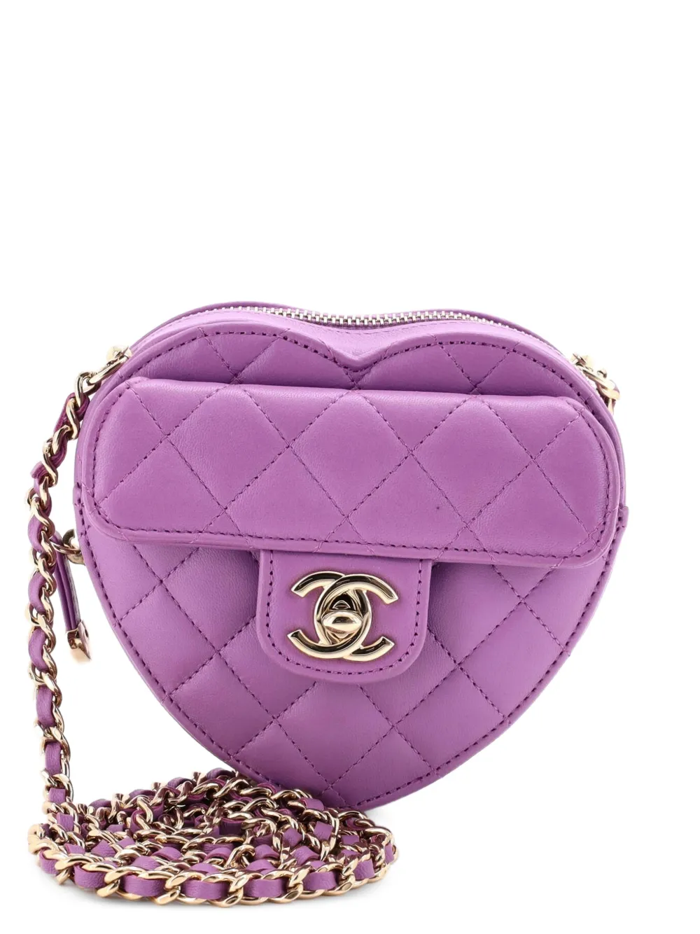 CHANEL Pre-Owned Borsa a tracolla CC in Love Heart con catena - Viola
