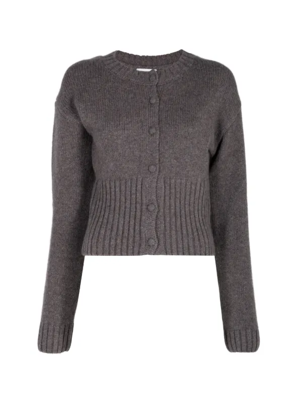 St. Agni Ribbed-knit Wool Cardigan in Grey