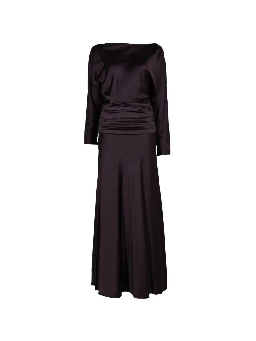 STAUD Freda ruched silk maxi dress | Brown | Image 1