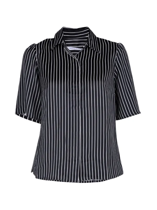 Maria McManus Stripe-print Bell-sleeve Blouse in Black
