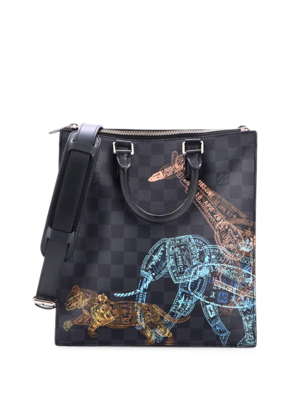 Louis Vuitton Pre-Owned Sac Plat Cross Bag Limited Edition Wild Animals Damier Graphite tote bag - Nero