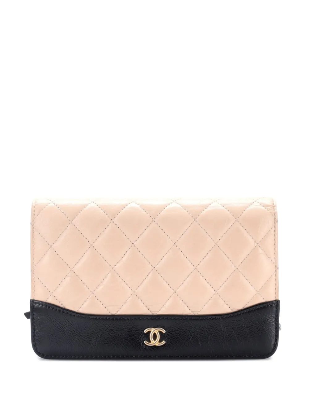 CHANEL Pre-Owned Gabrielle Wallet on Chain Quilted Aged Calfskin crossbody bag - Nero