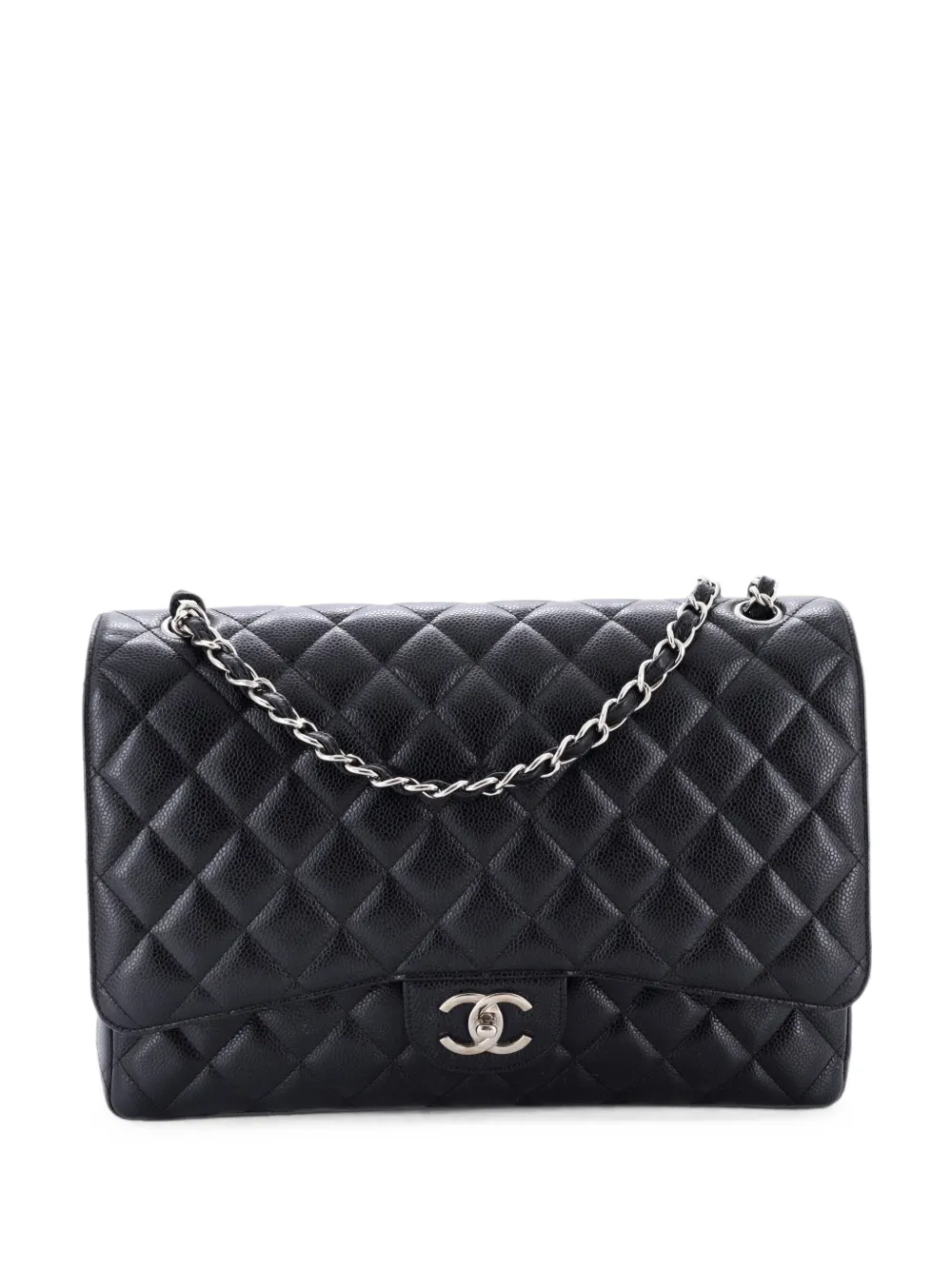 CHANEL Pre-Owned Classic Double Flap Bag Quilted Caviar Maxi shoulder bag - Nero