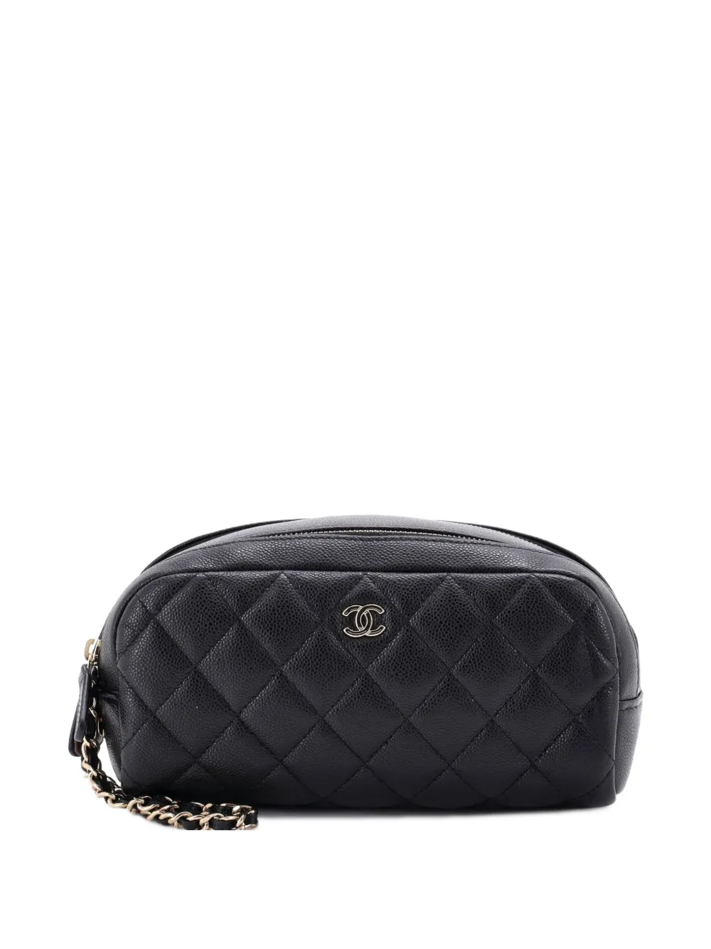 CHANEL Pre-Owned Pouch in pelle Caviar trapuntata con doppia zip - Nero