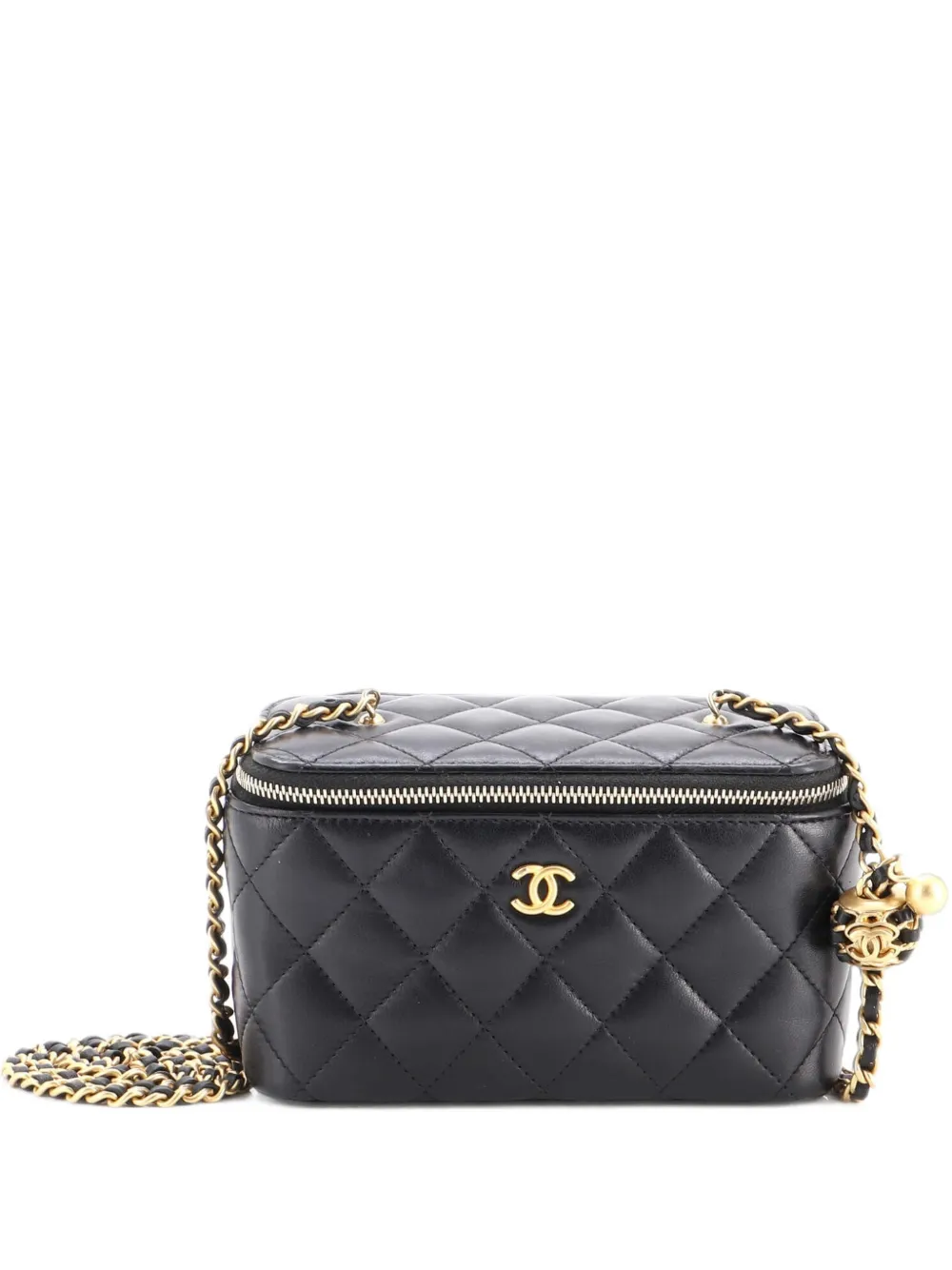 CHANEL Pre-Owned Clutch Pearl Crush Vanity con catena in pelle di agnello - Nero
