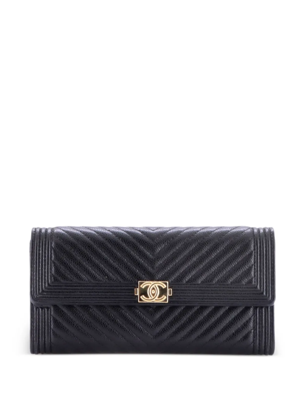 CHANEL Pre-Owned Boy Flap Wallet Chevron Caviar Long small wallets - Schwarz