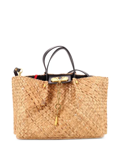 Valentino Garavani Pre-Owned VLogo Escape Straw Medium tote bag