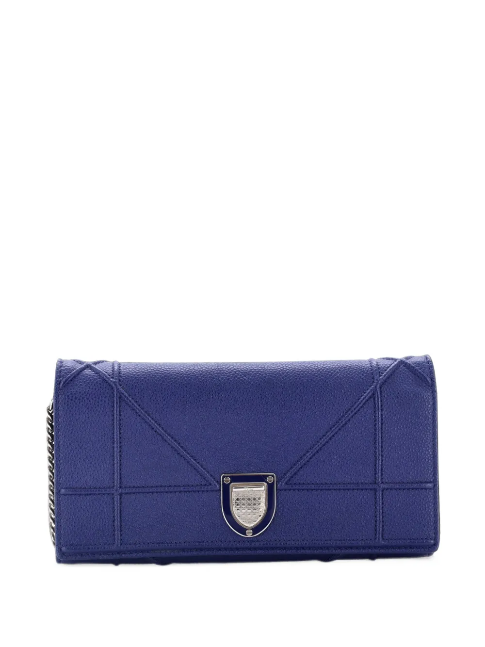 Christian Dior Pre-Owned Diorama Croisiere Clutch aus gekörntem Kalbsleder mit Kettenriemen - Blau