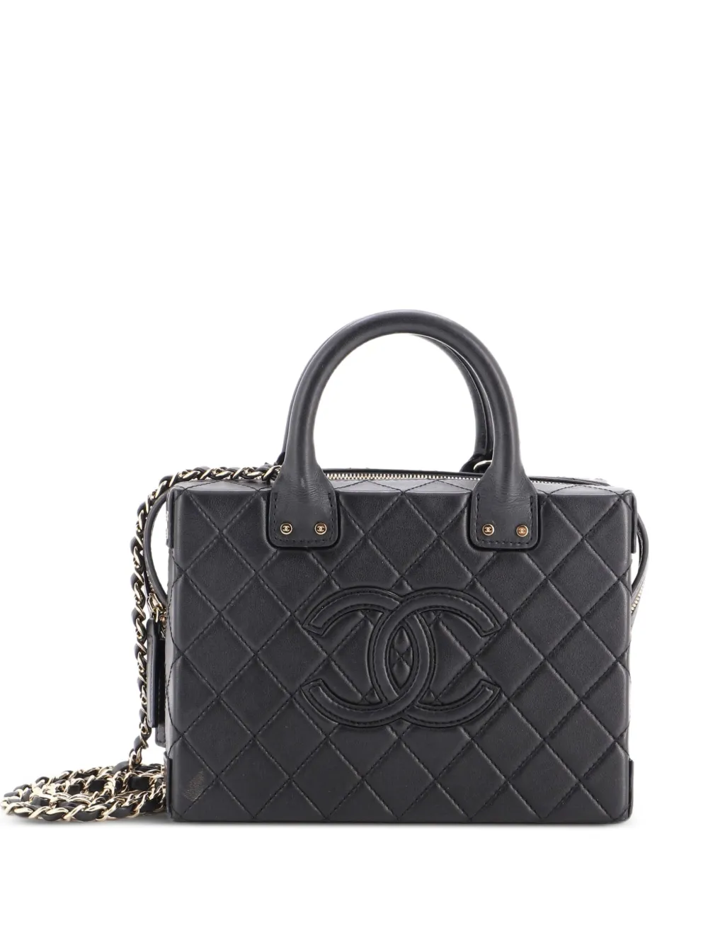 CHANEL Pre-Owned CC Square Convertible Vanity Case Quilted Calfskin Medium crossbody bag - Nero