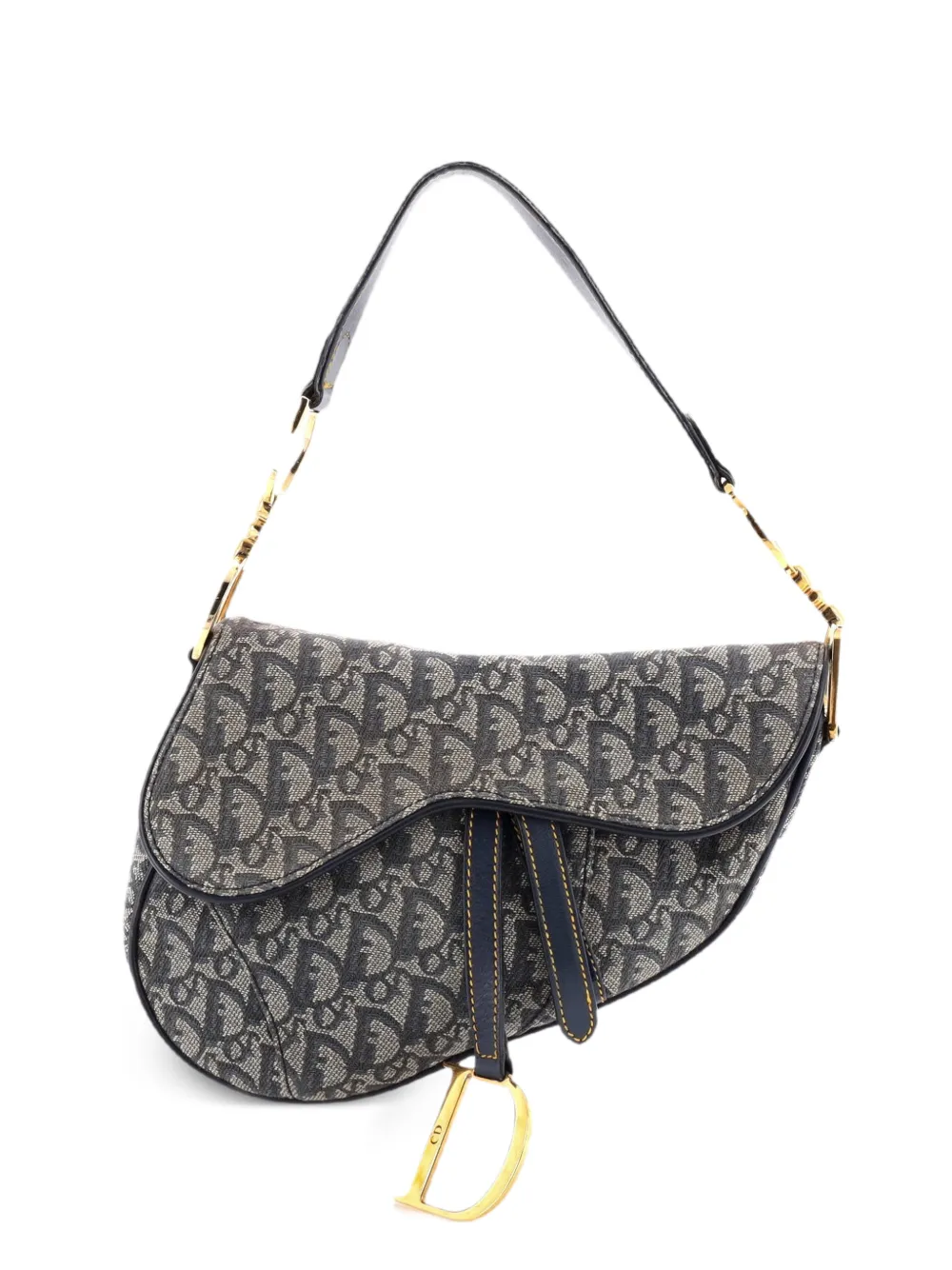 Christian Dior Pre-Owned Mittelgroße Vintage Saddle Diorissimo Schultertasche aus Canvas - Blau