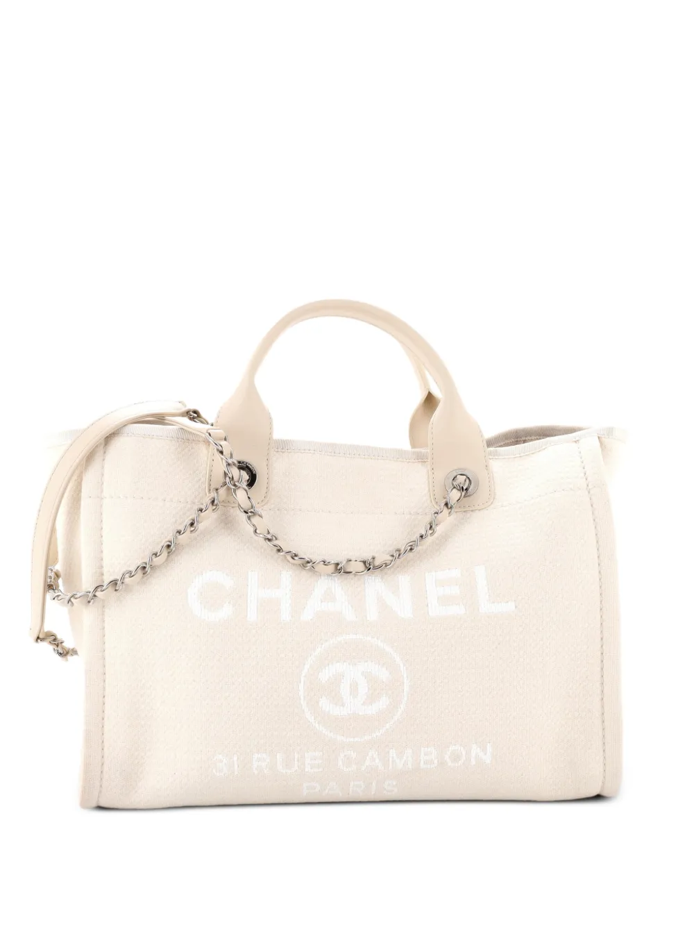 CHANEL Pre-Owned Borsa tote Deauville NM piccola in fibre miste - Toni neutri