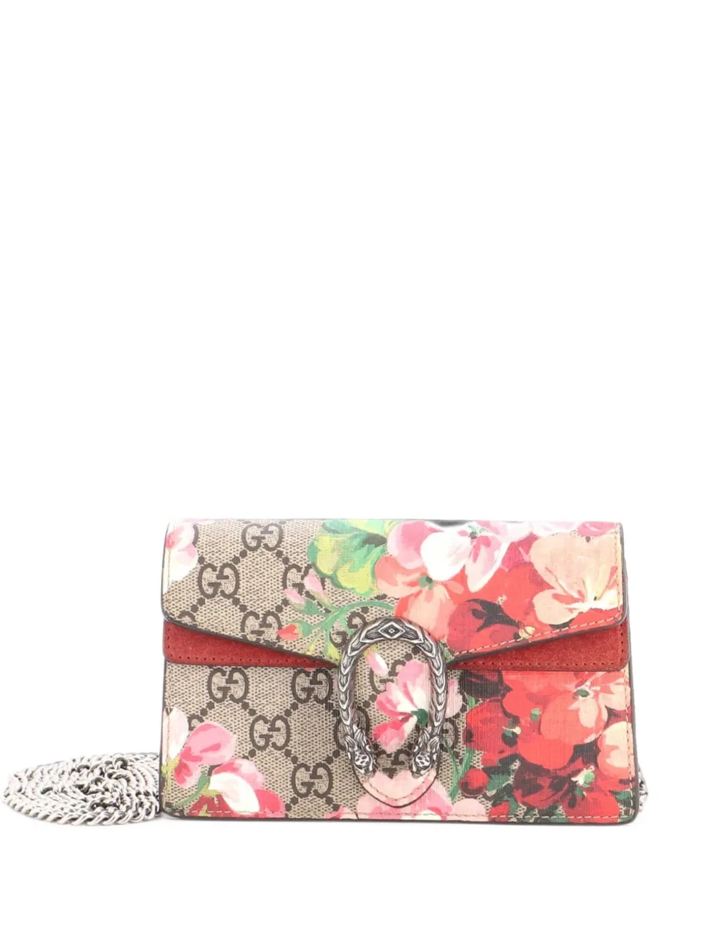 Gucci Pre-Owned Borsa a tracolla Dionysus super mini in tela cerata GG con motivo Blooms - Marrone