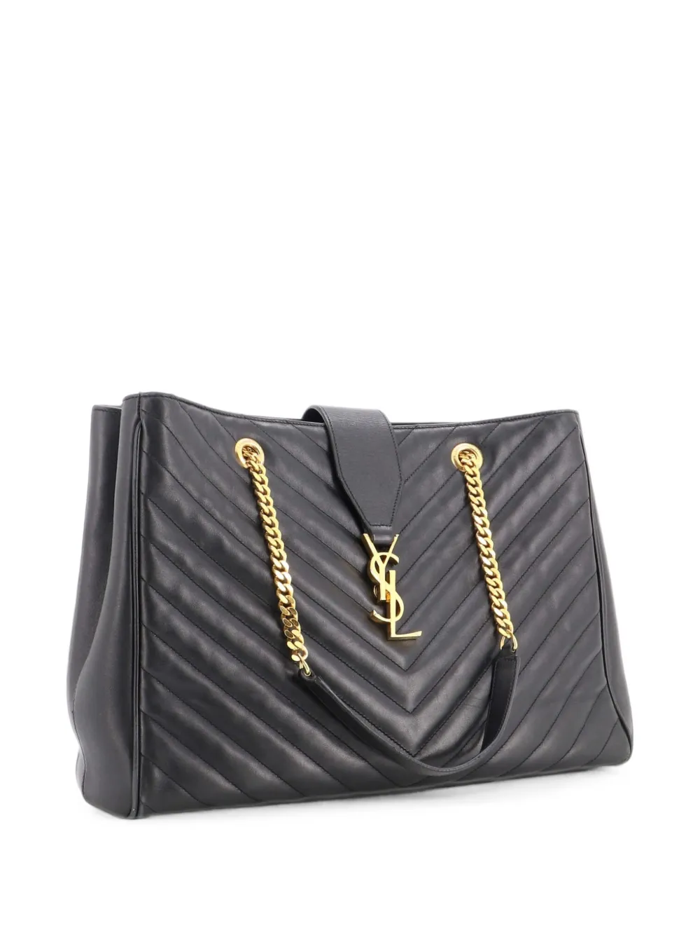Saint Laurent Pre-Owned Classic Monogram Shopper Matelasse Chevron Leather Large tote bag - Schwarz