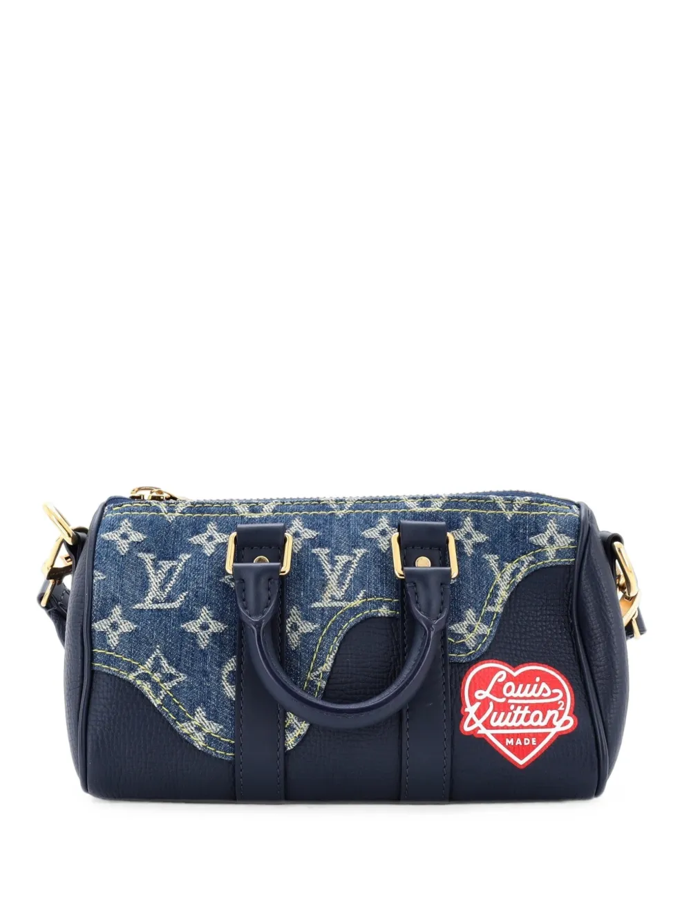 Louis Vuitton Pre-Owned Borsa a spalla Nigo Keepall Bandouliere XS in denim e pelle Taurillon con monogramma - Blu