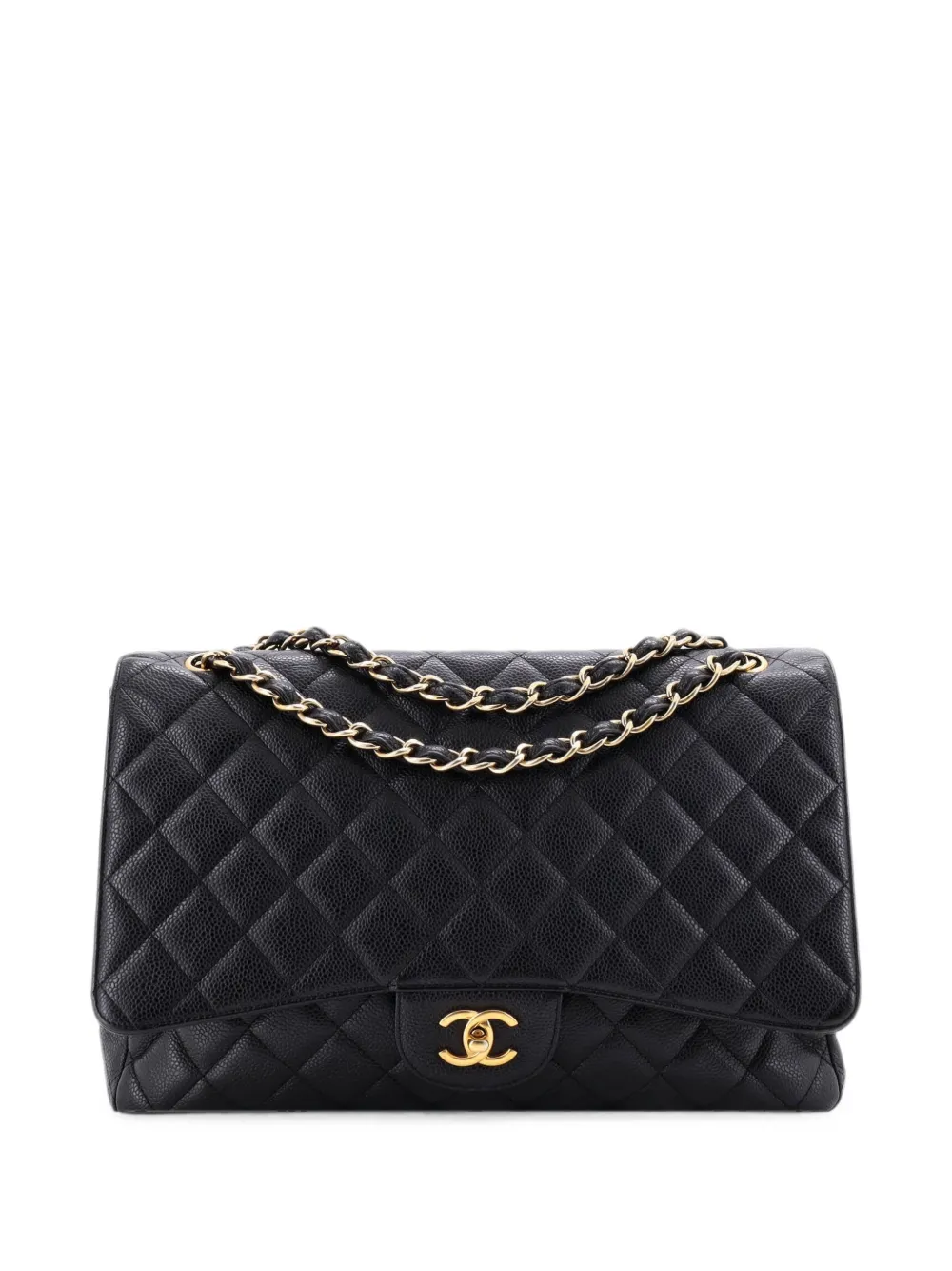 CHANEL Pre-Owned Classic Single Flap Bag Quilted Caviar Maxi shoulder bag - Schwarz