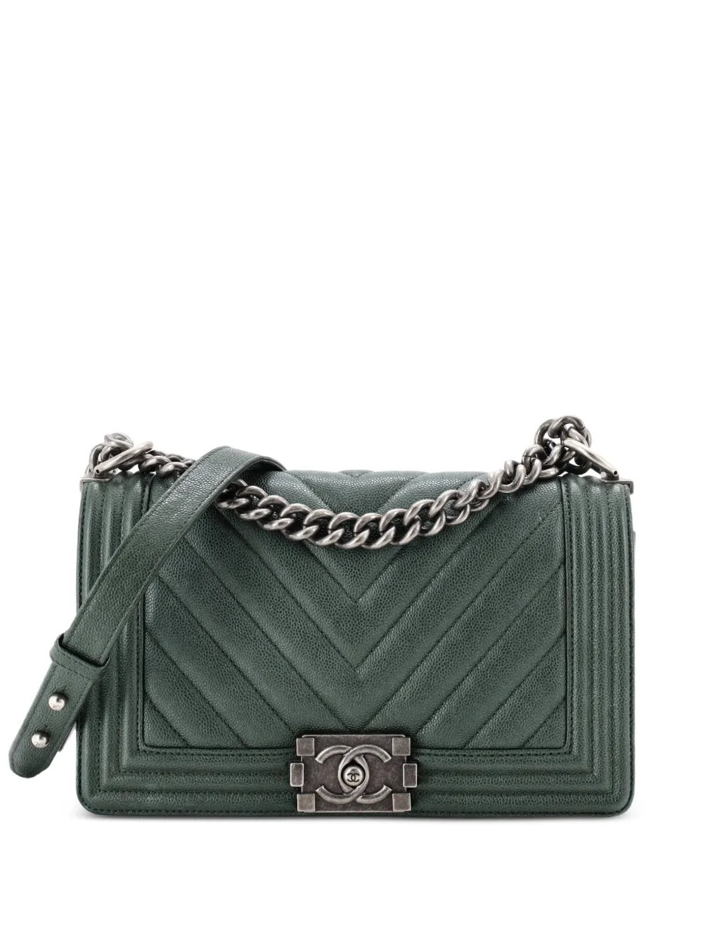 CHANEL Pre-Owned Boy Flap Bag Chevron Caviar Old Medium shoulder bag - Verde