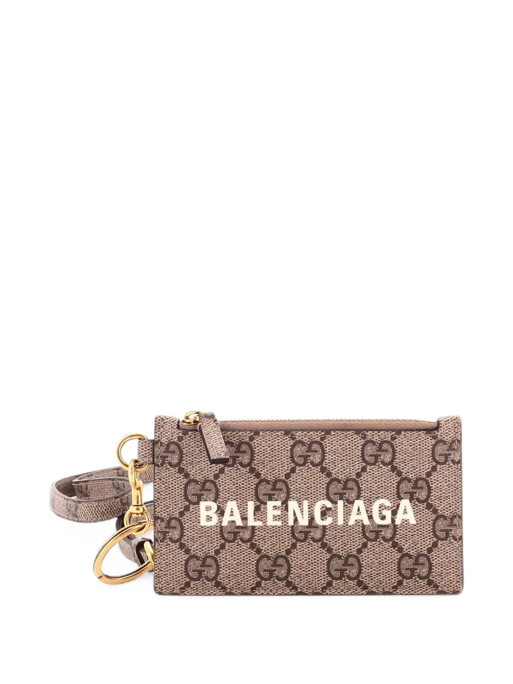 Gucci Pre-Owned x Balenciaga Portacarte The Hacker Project in tela cerata GG con zip - Marrone