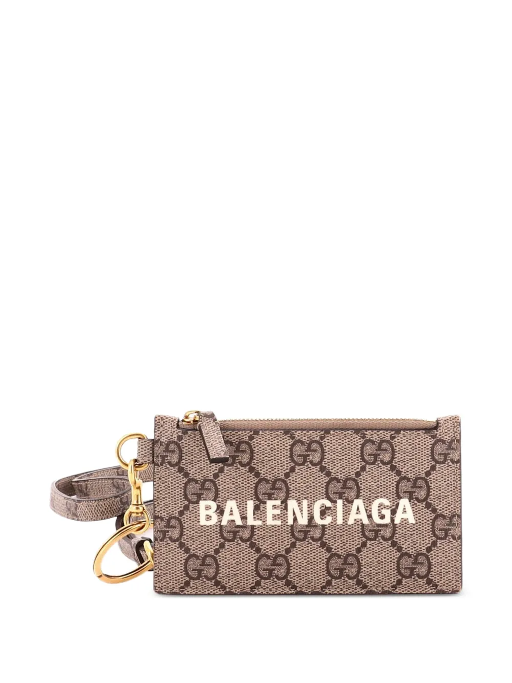 Gucci Pre-Owned x Balenciaga The Hacker Project Zip Case with Strap GG Coated Canvas card holder in Brown