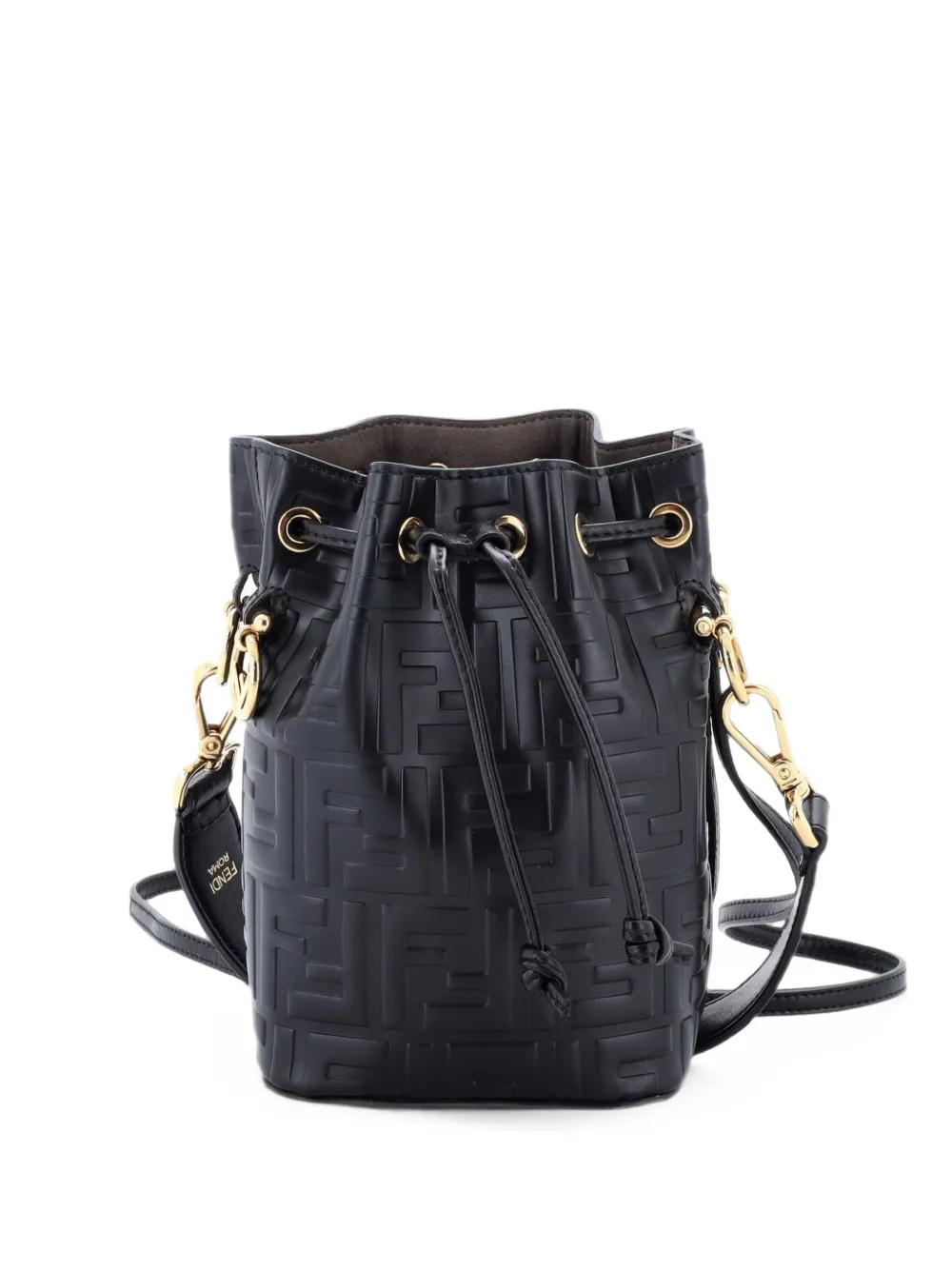 Fendi Pre-Owned Mon Tresor Zucca Embossed Leather Mini bucket bag - Nero
