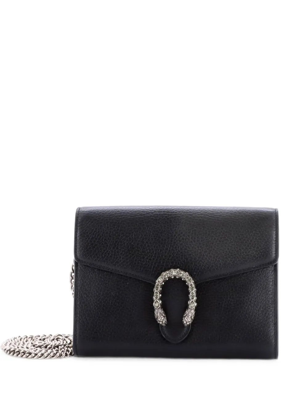 Gucci Pre-Owned Dionysus Chain Wallet Leather with Embellished Detail Small crossbody bag - Nero