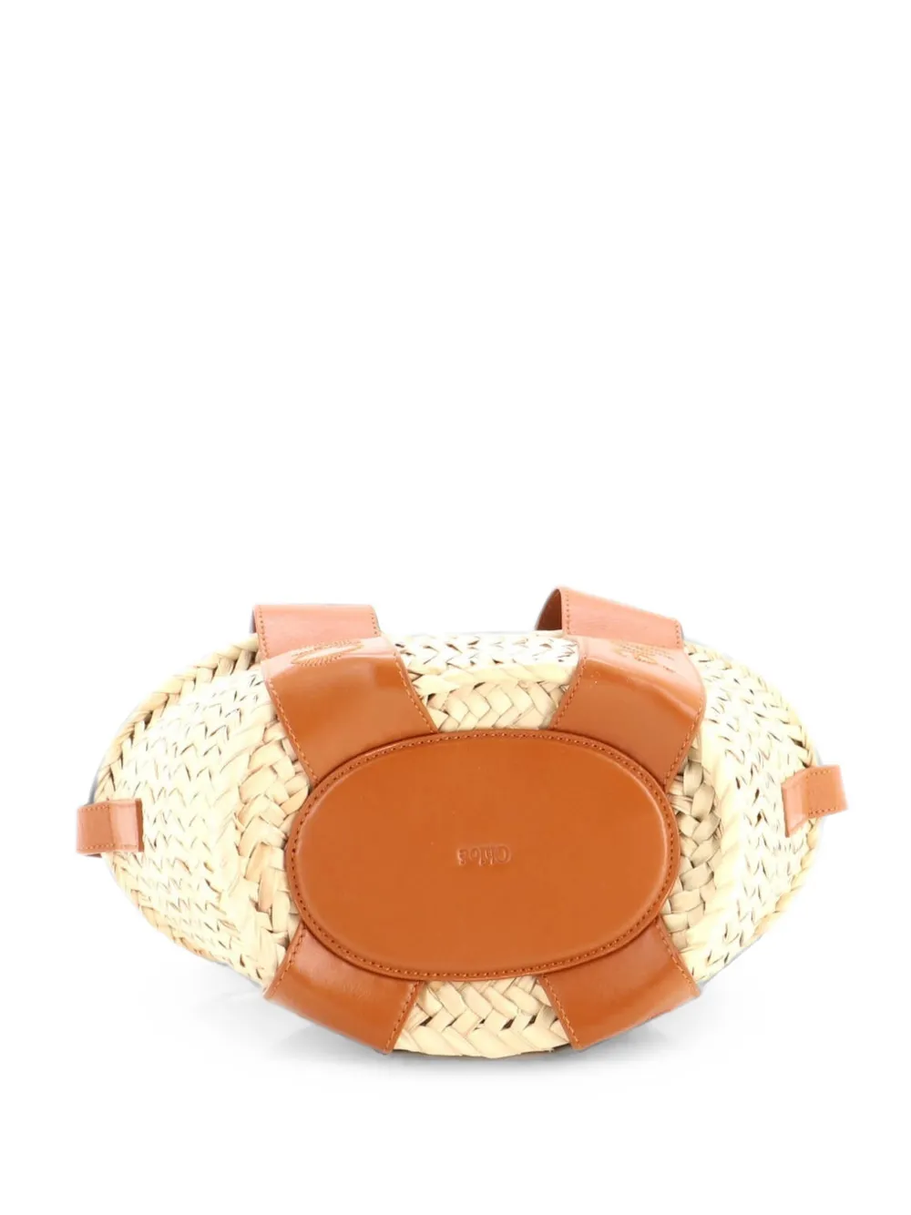 Chloé Pre-Owned Sense Basket Tote Raffia with Leather Small shoulder bag - Braun