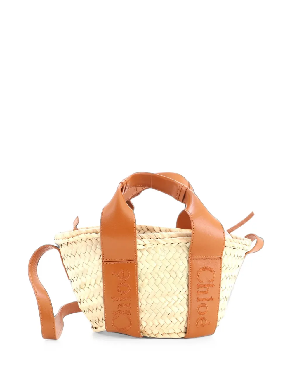 Chloé Pre-Owned Sense Basket Tote Raffia with Leather Small shoulder bag - Marrone