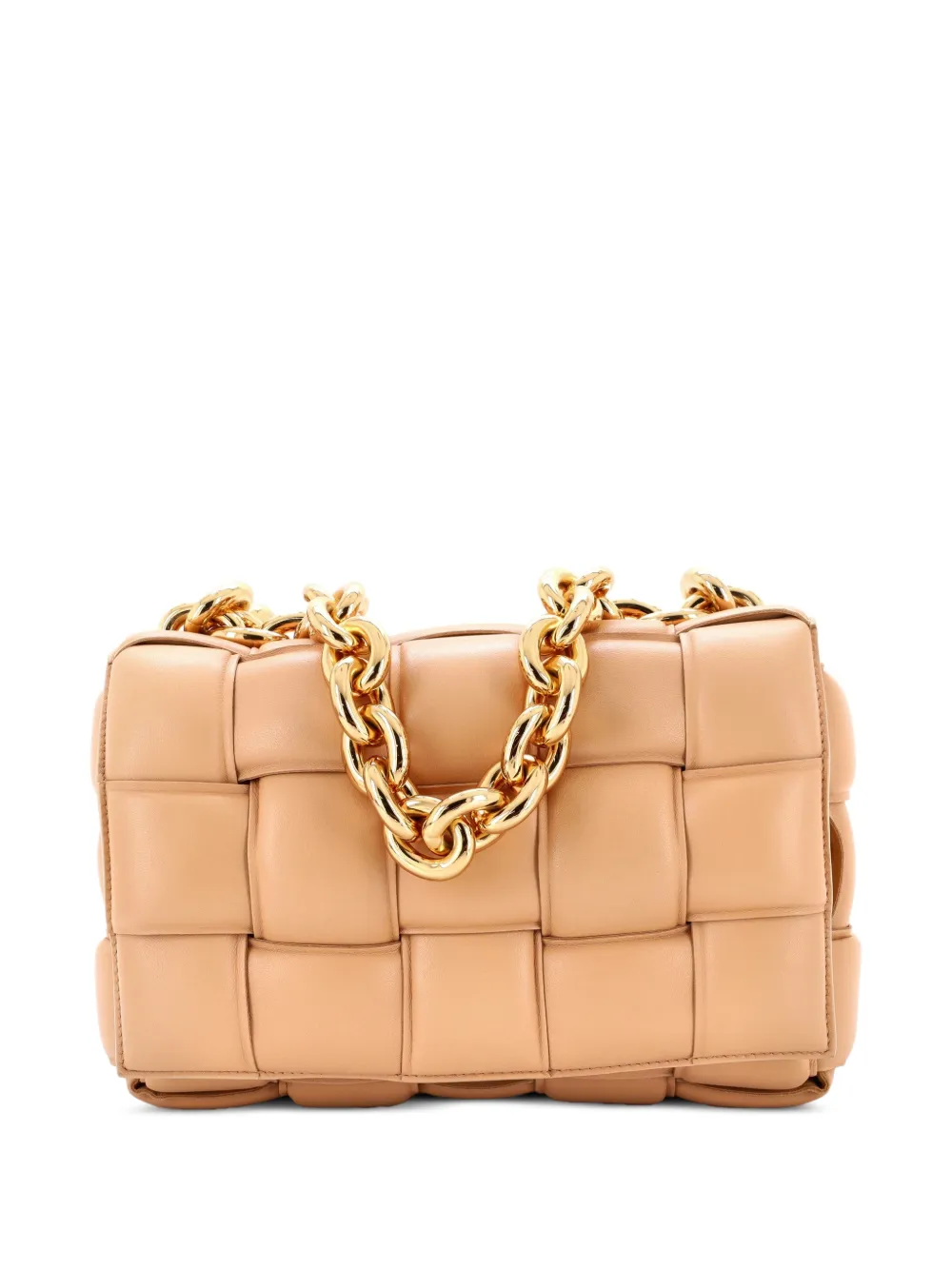 Bottega Veneta Pre-Owned Cassette Chain Padded Maxi Intrecciato Leather crossbody bag - Nude