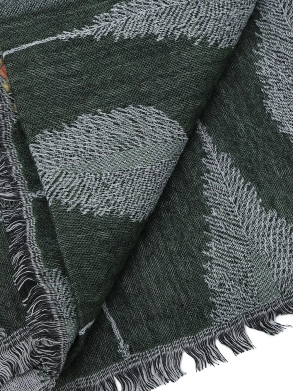 Altea feather-pattern frayed scarf Grijs