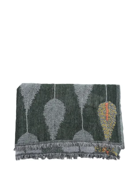 Altea feather-pattern frayed scarf
