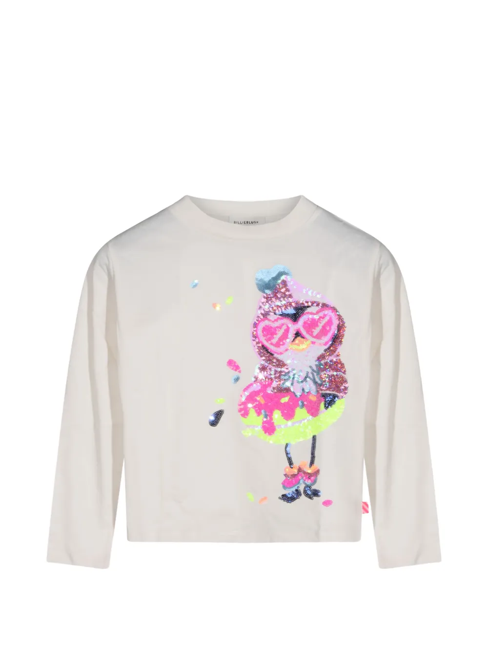 Billieblush sequin-embellished long-sleeve T-shirt Beige
