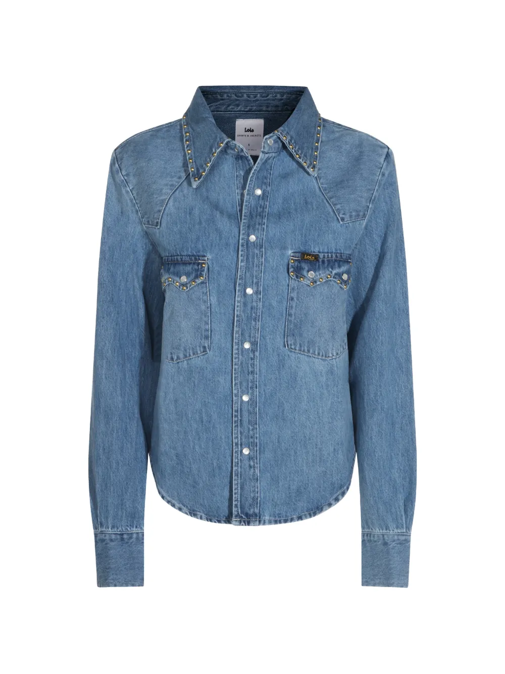 Lois Jeans Studded Denim Shirt In Blue