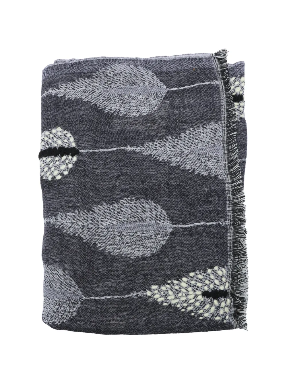 Altea feather-print frayed scarf - Grigio